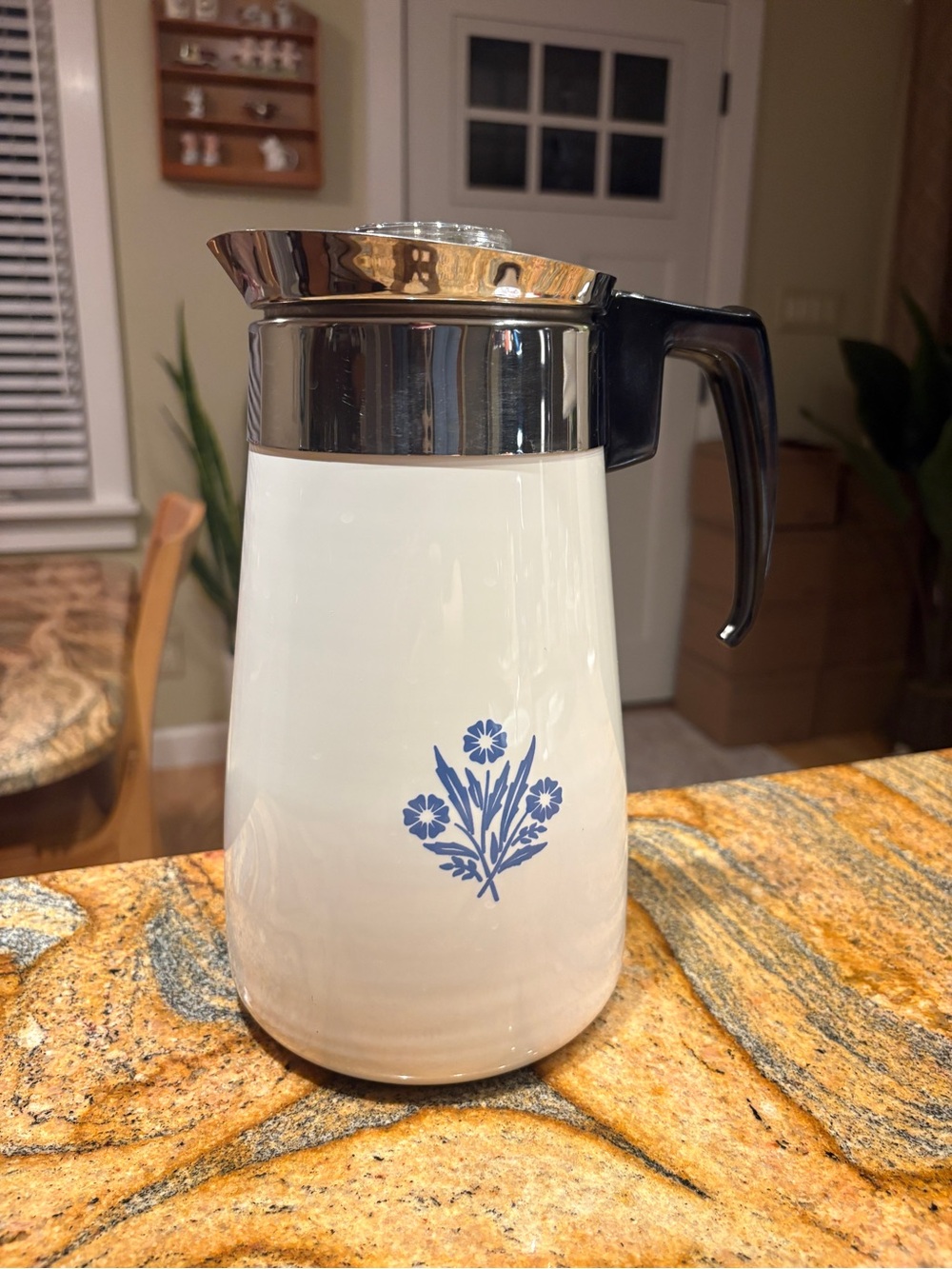 Vintage Corning Ware Blue Cornflower 9 Cup Coffee Percolator Complete